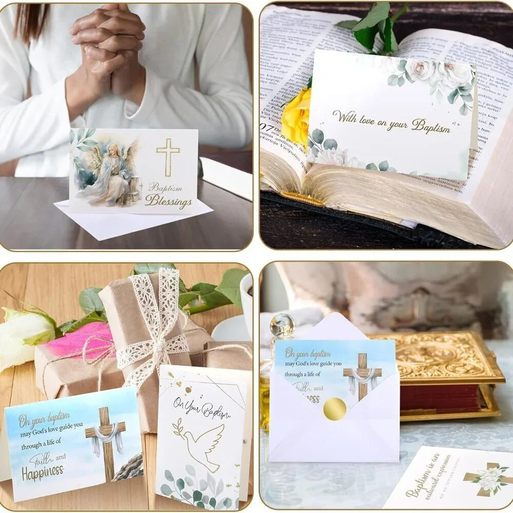 24 Pack Baptism Greeting Cards Bulk with Scripture Blessings Envelopes for Adult
